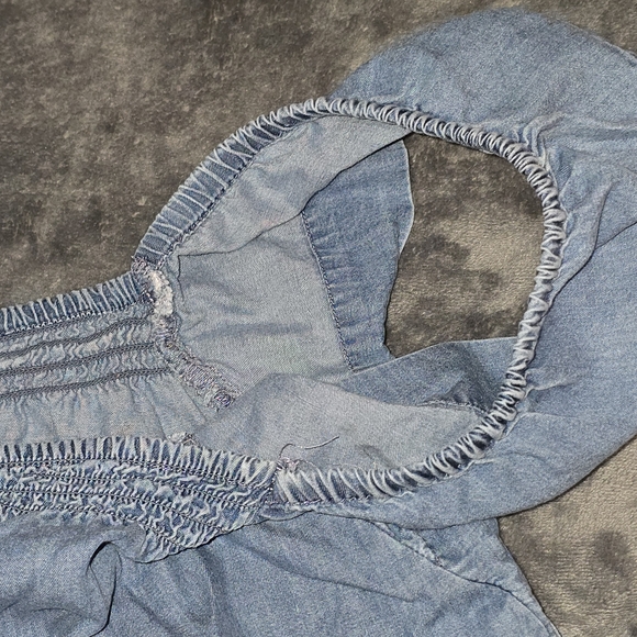 Express Light Blue Ruffle Sleeve Blouse - Picture 3 of 7